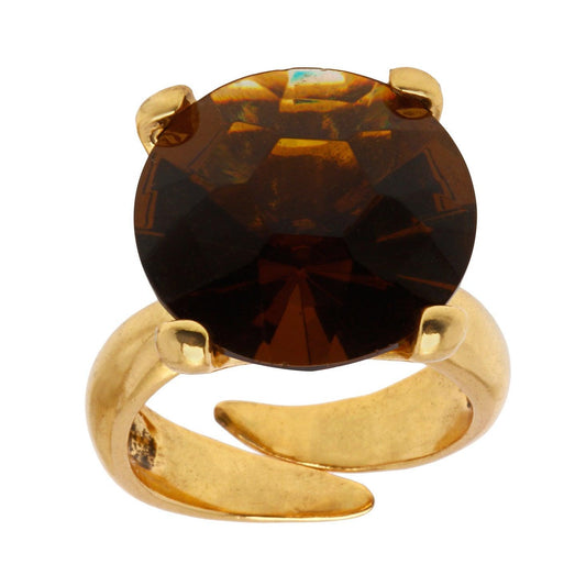 Goldtone Brown Stone Ring - Image #1