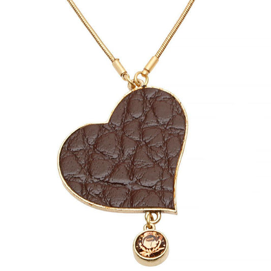 Gold over Brown Heart Necklace - Image #1